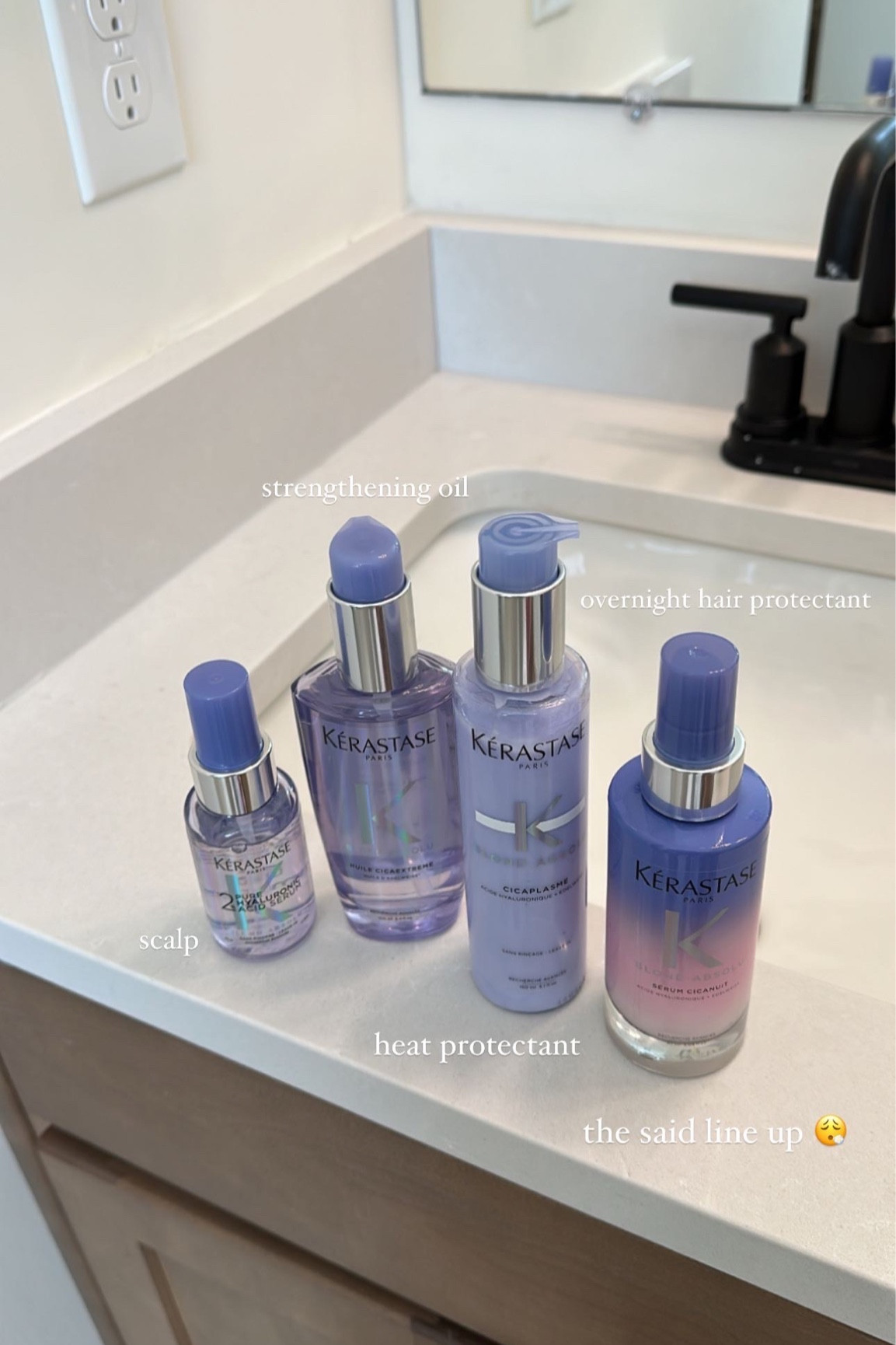 Ultimate lineup!!! 
Damp hair - the scalp treatment 3 pumps to scalp & massage, 5 pumps to actual hair 
Heat protectant & strengthening oil - damp or dry hair 1-2 pumps each 
Overnight - 1-2 pumps before bed! 

#LTKbeauty