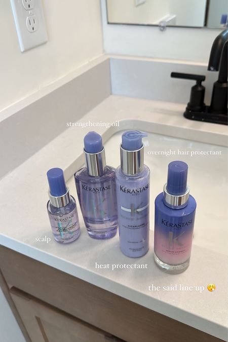Ultimate lineup!!! 
Damp hair - the scalp treatment 3 pumps to scalp & massage, 5 pumps to actual hair 
Heat protectant & strengthening oil - damp or dry hair 1-2 pumps each 
Overnight - 1-2 pumps before bed! 

#LTKbeauty