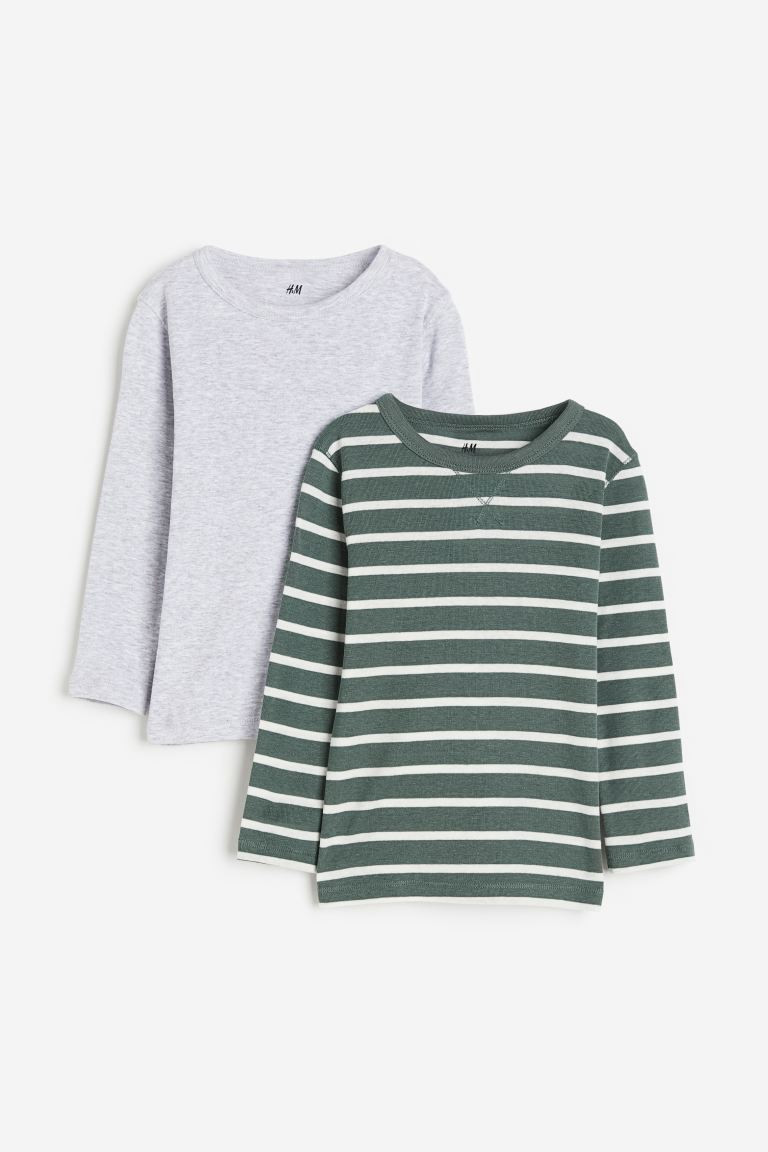 2-pack Jersey Tops - Green/striped - Kids | H&M US | H&M (US + CA)