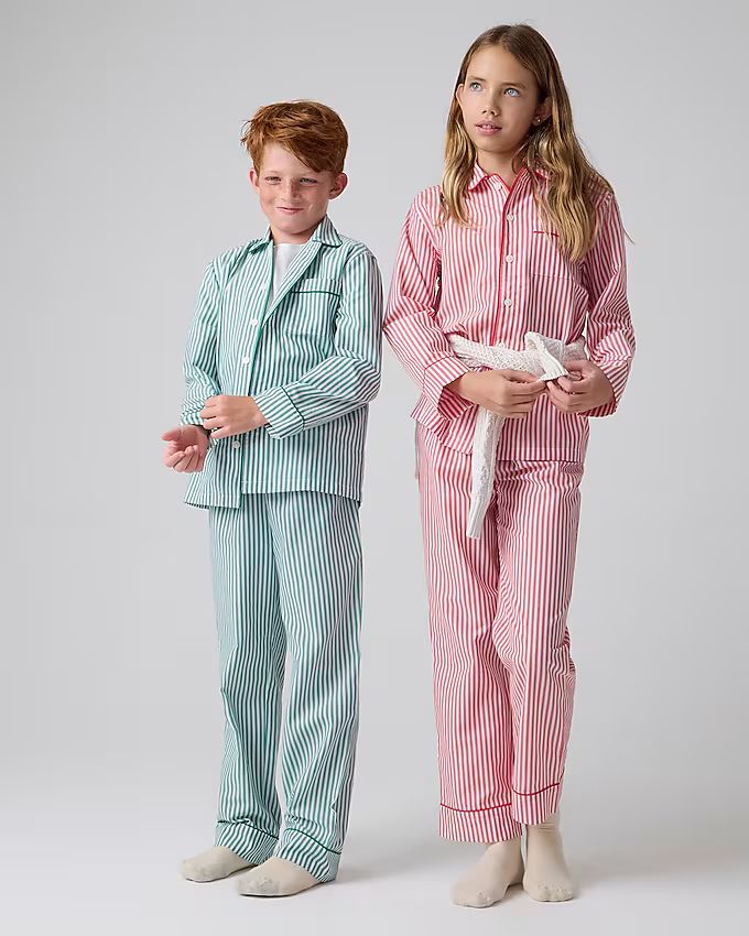 Kids' printed button-up pajama set in tartan | J.Crew US