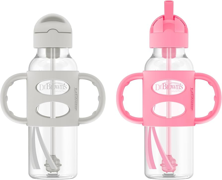Dr. Brown's Milestones Narrow Sippy Straw Bottle, Spill-Proof with 100% Silicone Handles and Weig... | Amazon (US)