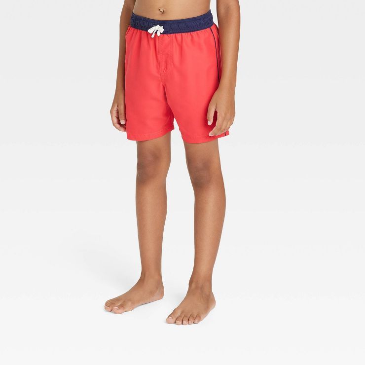 Boys' Solid Swim Shorts - Cat & Jack™ Red | Target