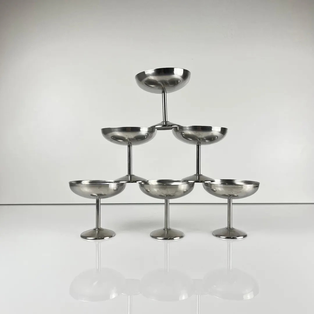 Set of 6 Vintage Guy Degrenne Stainless Steel Glasses – Silver-plated Champagne or Ice Cream Gl... | Etsy (US)