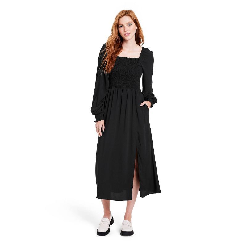 Women's Smocked Bodice Midi Dress - La Ligne x Target Black | Target