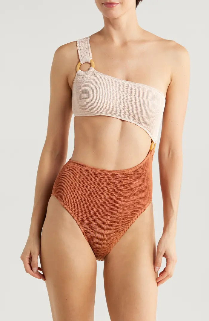 CLEONIE Shell Colorblock One-Piece Swimsuit | Nordstrom | Nordstrom