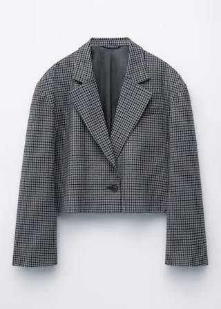 Cropped Houndstooth Blazer - Grey/Checked | & Other Stories UK