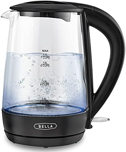 BELLA 1.7 Liter Glass Electric Kettle, Quickly Boil 7 Cups of Water in 6-7 Minutes, Soft Blue LED... | Amazon (US)