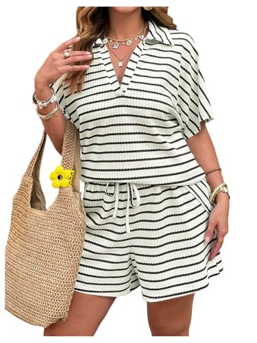 SOLY HUX Women's Plus Size Summer Outfits Short Sleeve Top and Shorts 2 Piece Sets for Curvy Wome... | Amazon (US)