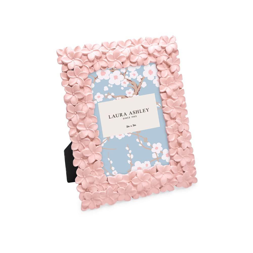 Laura Ashley 2x3 Pink Flower Textured Hand-Crafted Resin Picture Frame w/Easel & Hook for Tableto... | Amazon (US)