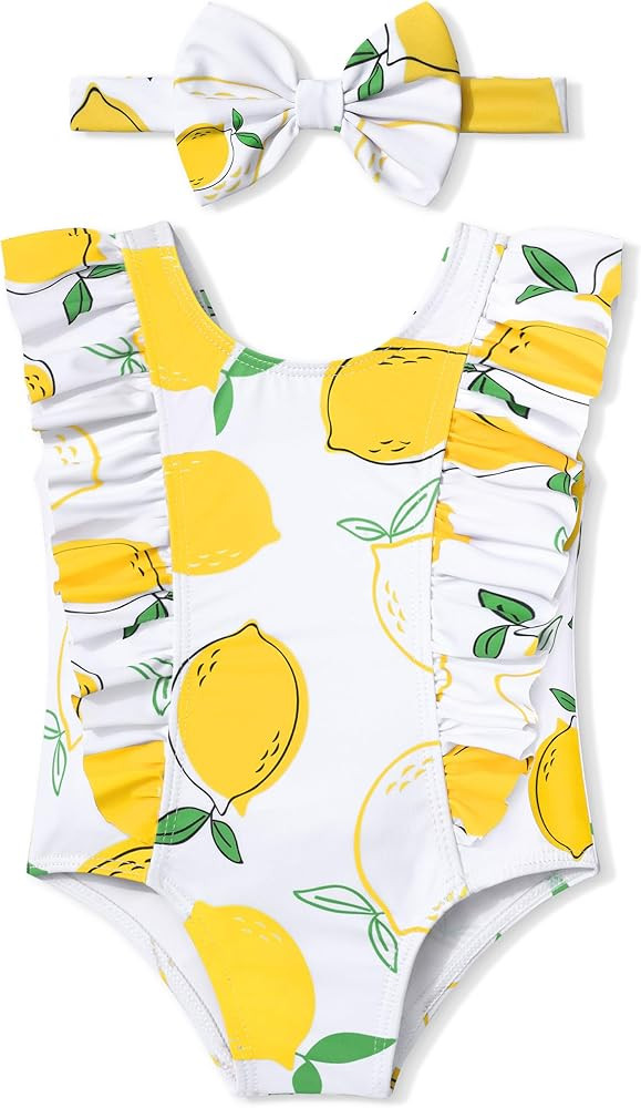 KANGKANG Baby Swimsuit Girl One Piece Swimsuit Cute Elegant Sunsuit Ruffled Swimwear Bathing Suit... | Amazon (US)