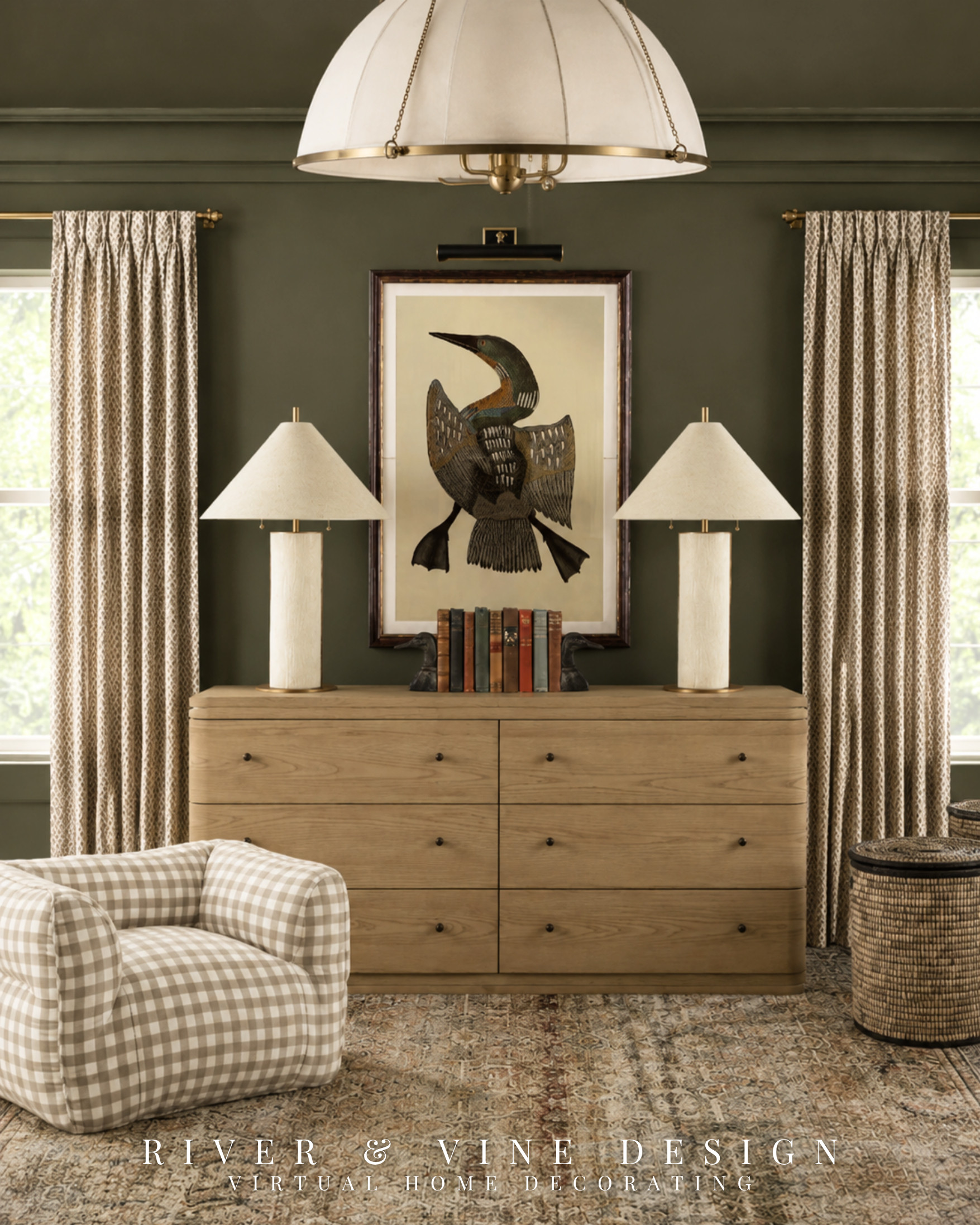 A kids’ room needs serious storage—but that storage doesn’t have to make the room feel purely practical.

A substantial wood dresser gives this kids’ room a strong anchor, while the matching lamps create symmetry and help the entire wall feel intentional. The oversized bird artwork adds personality without leaning too young, and the gingham chair brings in a playful, child-friendly scale. Keeping the larger furniture classic and concentrating the fun in artwork and accessories makes future updates much easier.

Find the dresser, lamps, artwork, chair, curtains and coordinating decor in the complete product edit.

classic kids room furniture, wood dresser for kids room, modern traditional kids room, gingham kids chair, bird wall art, olive green kids bedroom, kids room storage ideas, neutral patterned curtains

I may receive a commission from purchases made through my links.
 

 #LTKHome