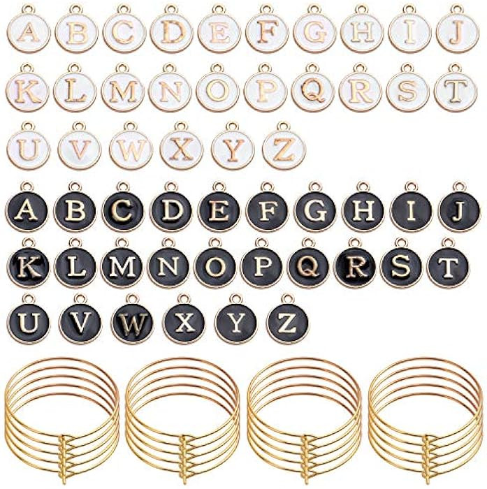 Aylifu 60pcs 25mm Wine Glass Charm Rings Earring Beading Hoop with 52pcs Black & White Letter Bea... | Amazon (US)