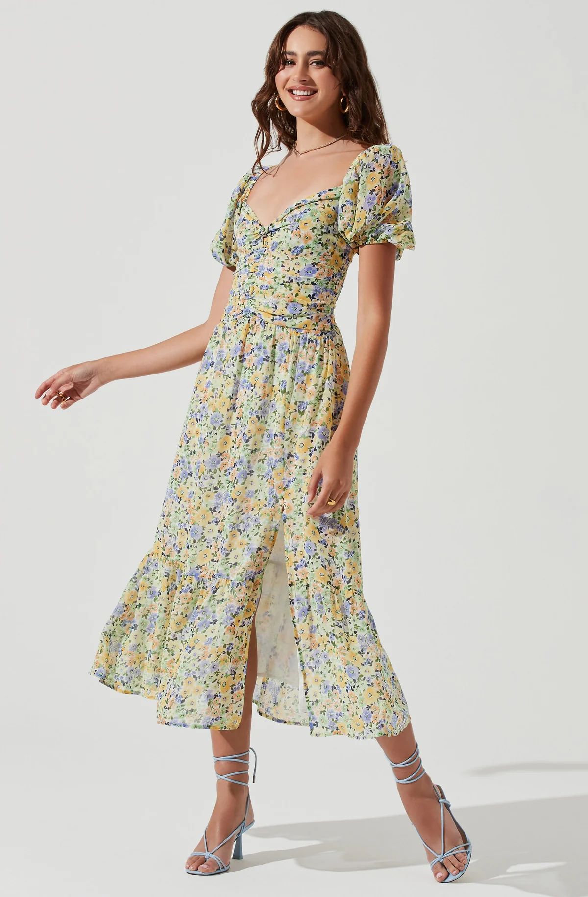 Irma Floral Puff Sleeve Midi Dress | ASTR The Label (US)