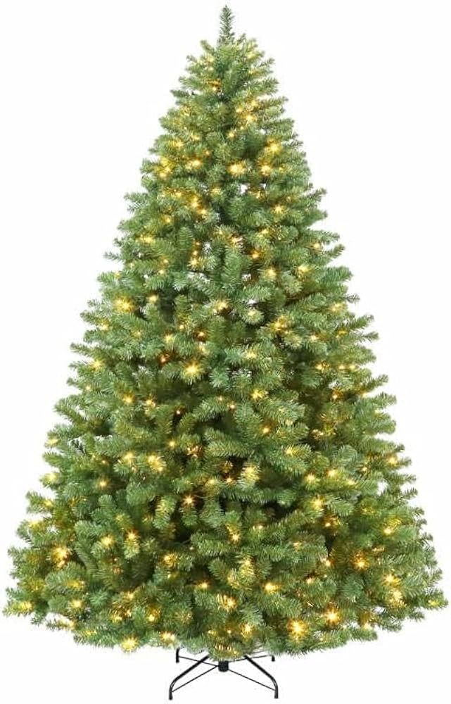 Hykolity 7.5 ft Prelit Christmas Tree, Artificial Christmas Tree with 450 Warm White Lights, 1450... | Amazon (US)