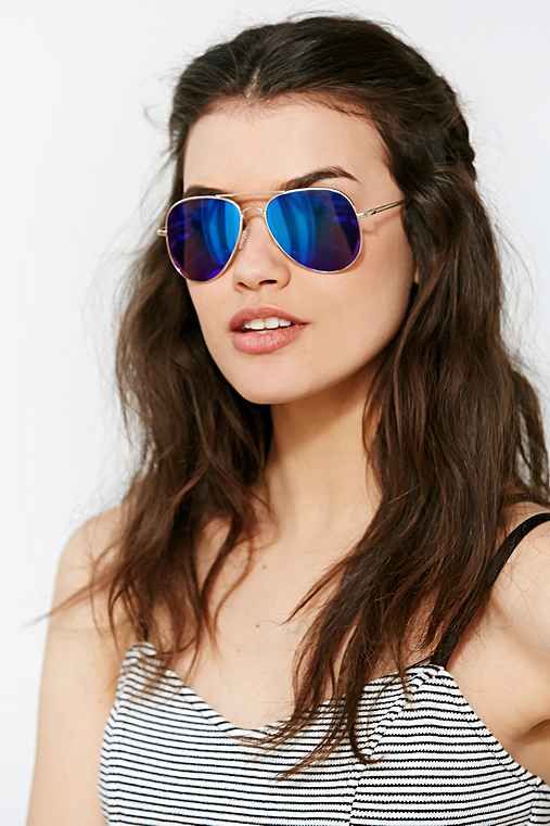 Classic Aviator Sunglasses,BLUE/ GREEN,ONE SIZE | Urban Outfitters US