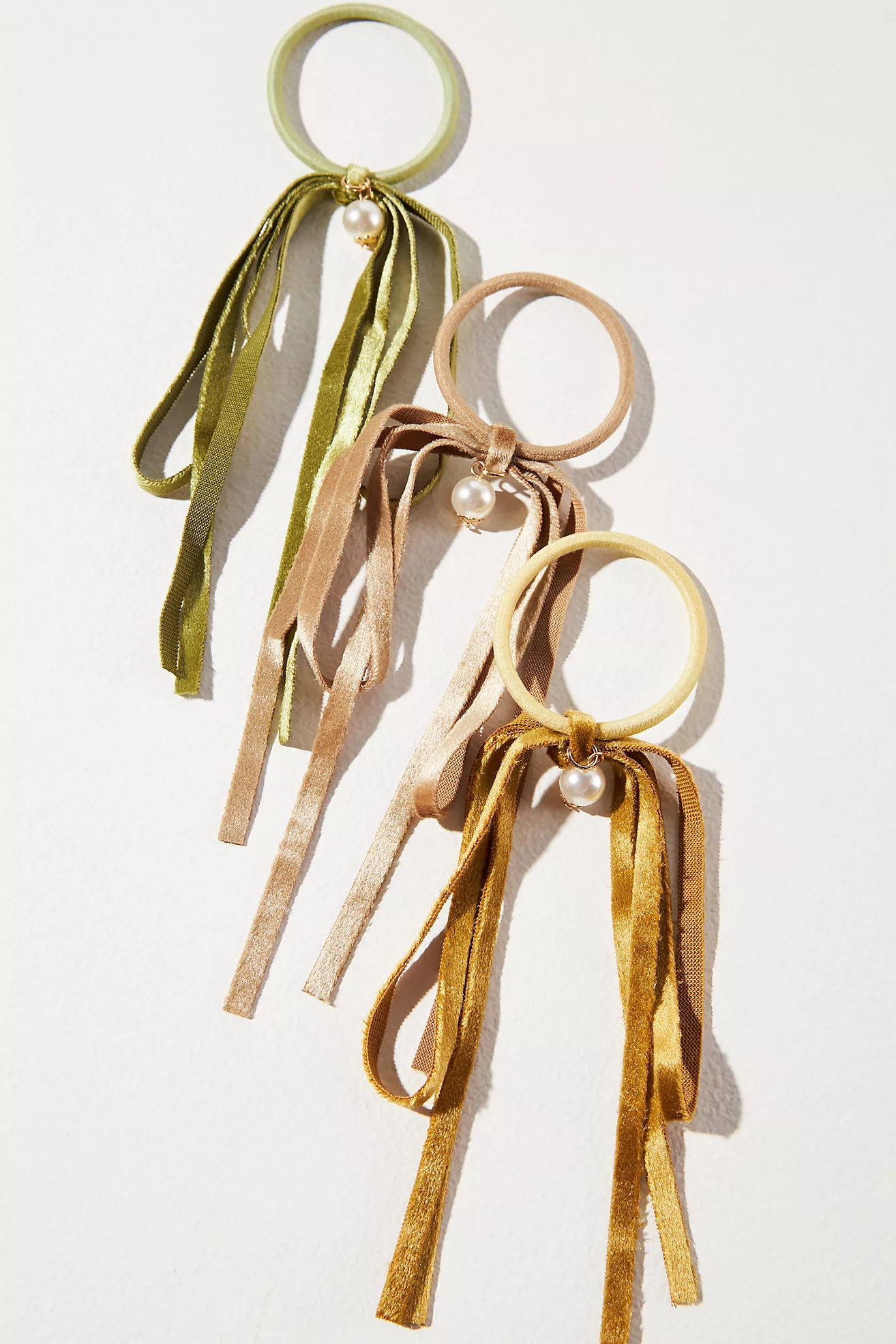 Ribbon & Pearl Hair Ties, Set of 3 | Anthropologie (US)