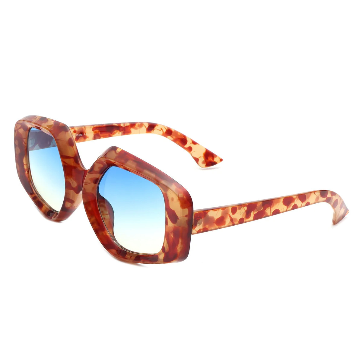 Yvaine - Oversize Geometric Fashion Hexagonal Flat Top Sunglasses | Charming Charlie