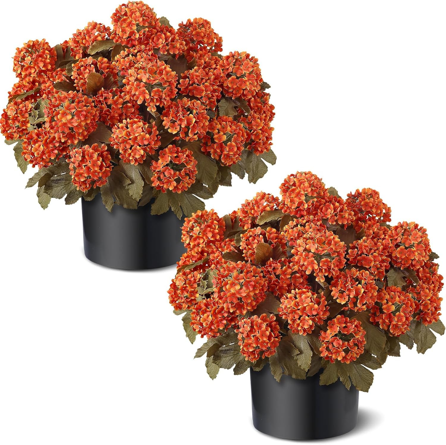 2Pcs Artificial Fall Snowball Topiary Tree for Front Porch Decor(Orange) | Amazon (US)