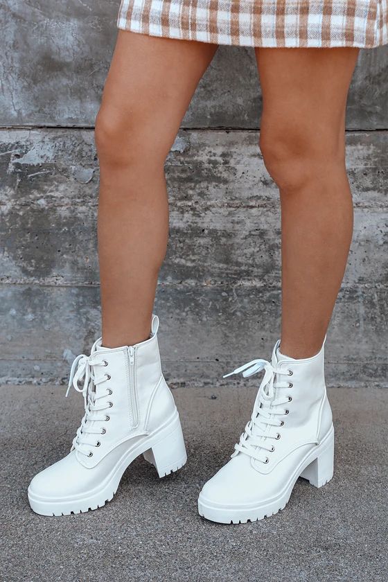 Riana White Lace-Up Platform Boots | Lulus (US)