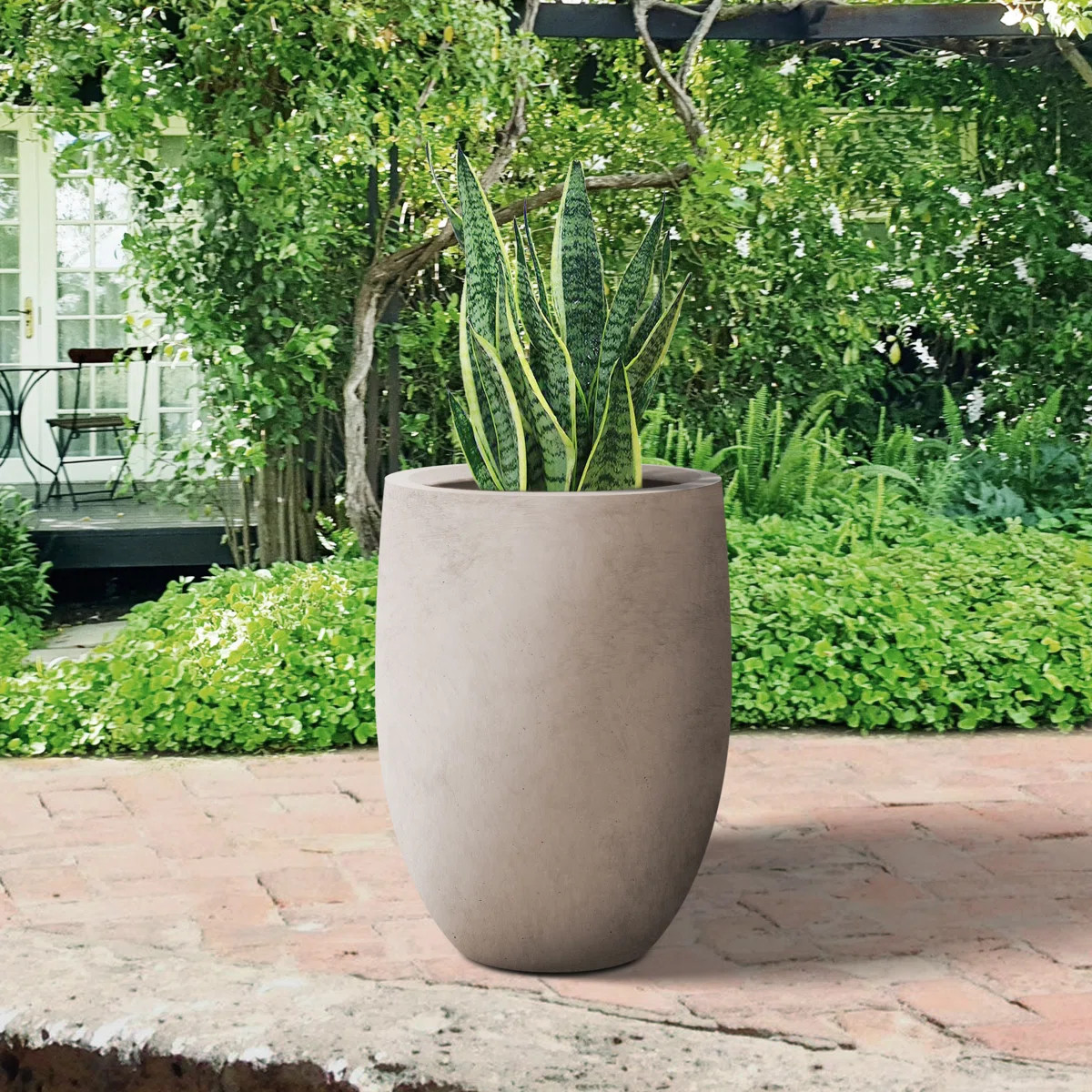 16" W x 21.5" H Concrete Tall Round Flower Planter Handcrafted Brown Large Plant Pots with Draina... | Wayfair North America