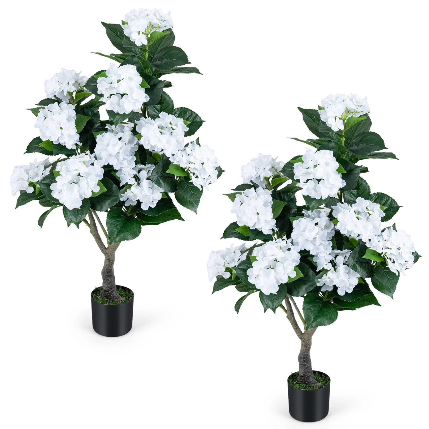 Slickblue Set of 2 43.5 in H Artificial Hydrangea Tree with Blooms and Leaves for Entryway or Living Room - Available in Different Colors one_size | Lowe's