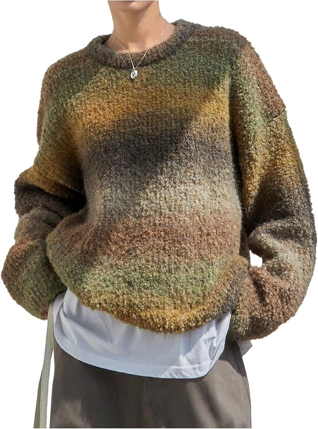 SOLY HUX Women's Vintage Long Sleeve Sweater Crew Neck Knitted Pullover Sweaters Oversized Tops W... | Amazon (US)