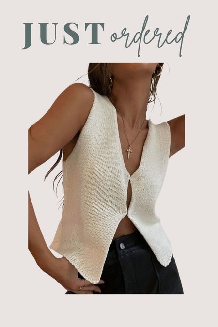 Just ordered this knitted vest! So excited to wear this with linen pants! 

#LTKMidsize #LTKFindsUnder100 #LTKFindsUnder50
