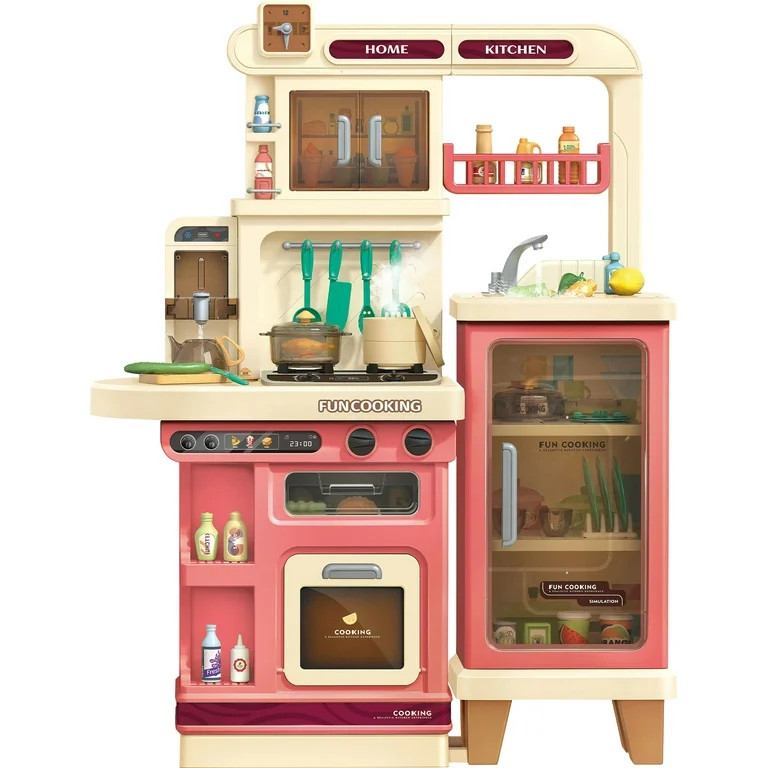 Yexmas 40.6Inch Play Kitchen Set for Kids, Large Kids Play Kitchen with Realistic Lights and Soun... | Walmart (US)