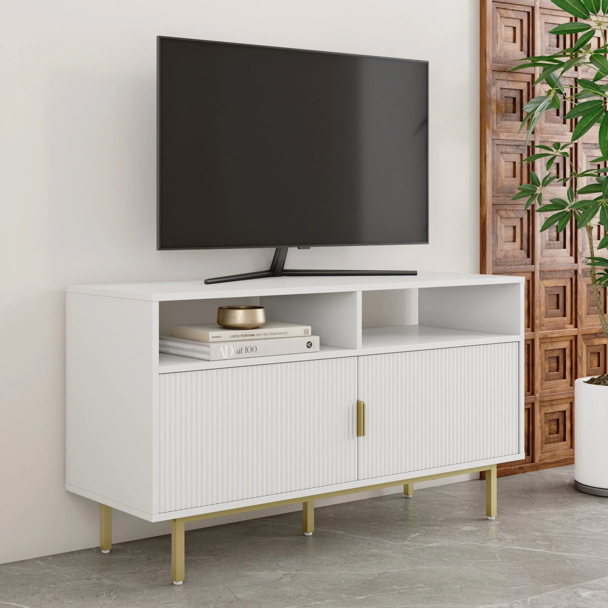 Wood & Metal Fluted TV Cabinet | Jacklyn | Nathan James