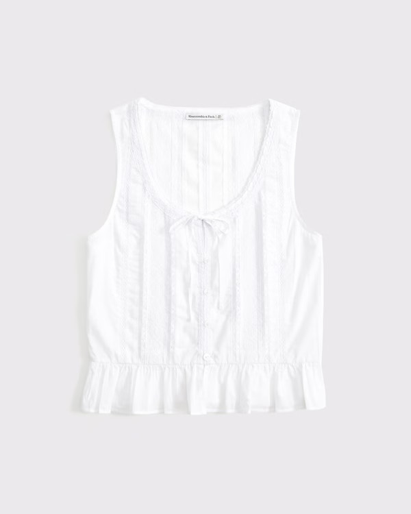 Button-Through Lace-Trim Top | Abercrombie & Fitch (US)