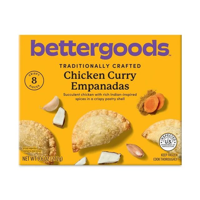 bettergoods Chicken Curry Empanadas, 9.6 oz, 8 Count (Frozen) - Walmart.com | Walmart (US)