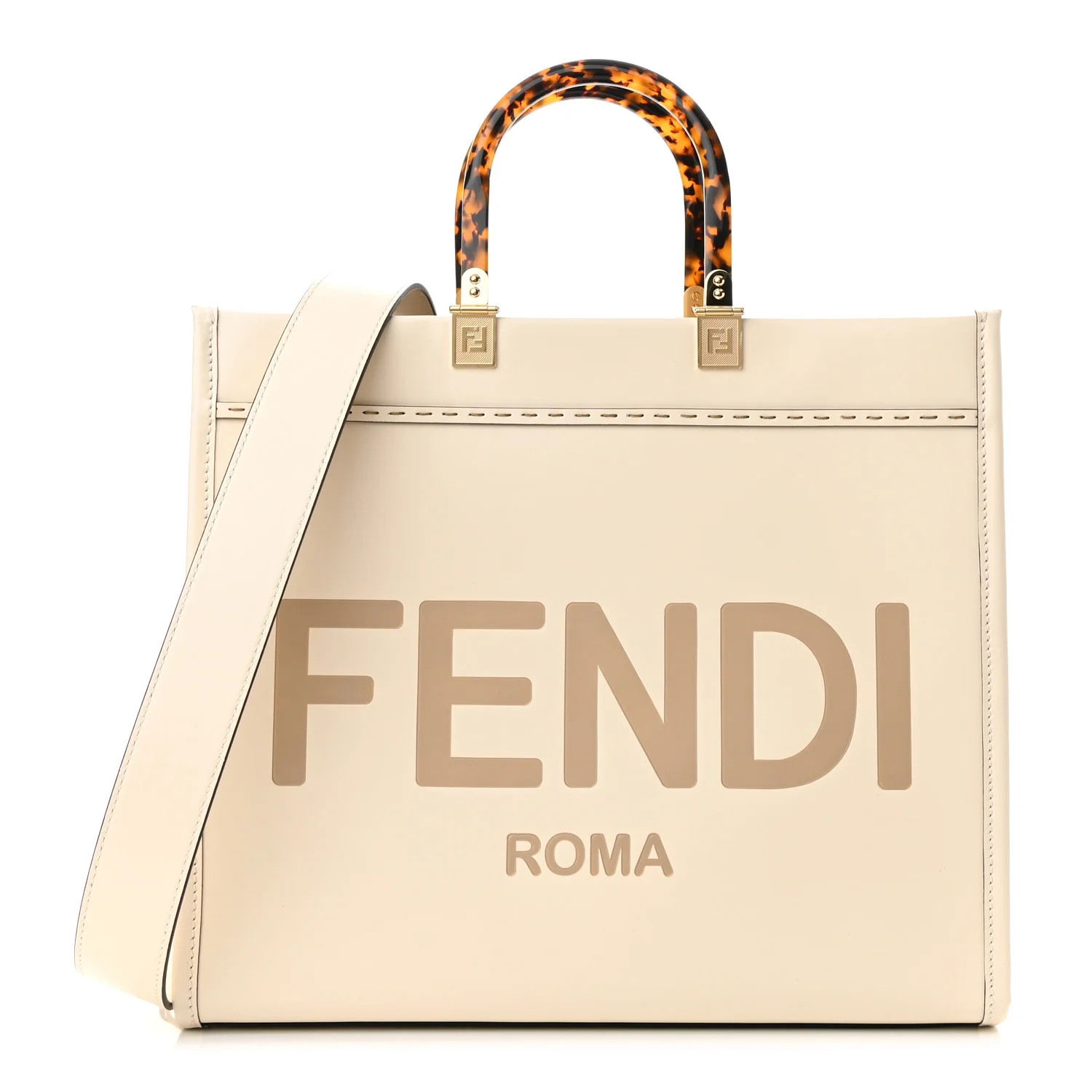 Vitello King Plexiglass Medium Fendi Sunshine Shopper Tote White Ice | FASHIONPHILE (US)