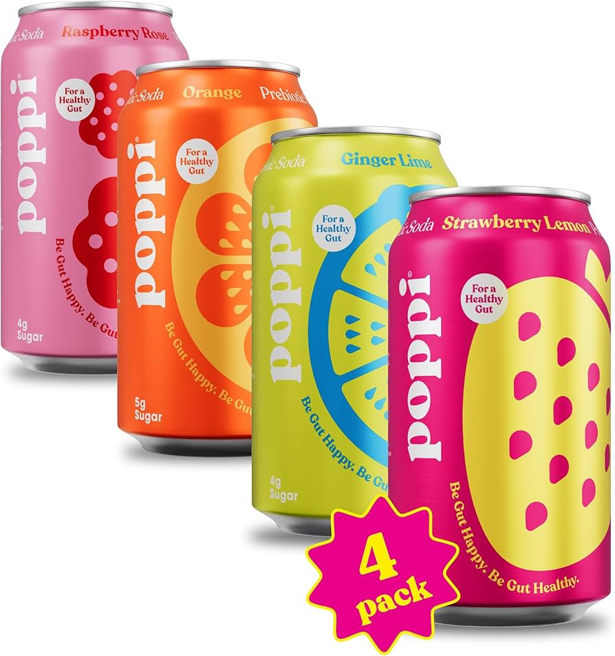 POPPI Sparkling Prebiotic Soda, Starter 4-Pack, w/Gut Health & Immunity Benefits, Beverages w/App... | Amazon (US)