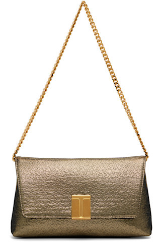 Gold Hammered-Effect Fabric Nobile Mini Bag | SSENSE
