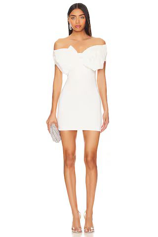 Bardot Mini Bow Dress in White from Revolve.com | Revolve Clothing (Global)