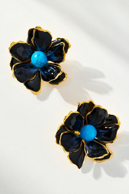 The Pink Reef Small Handpainted Jewel Box Flower Earrings | Anthropologie (US)