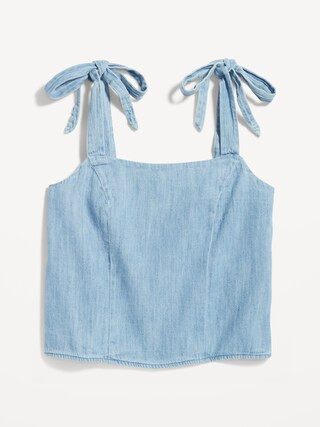 Fitted Tie-Shoulder Cropped Jean Corset Cami Top for Women | Old Navy (US)