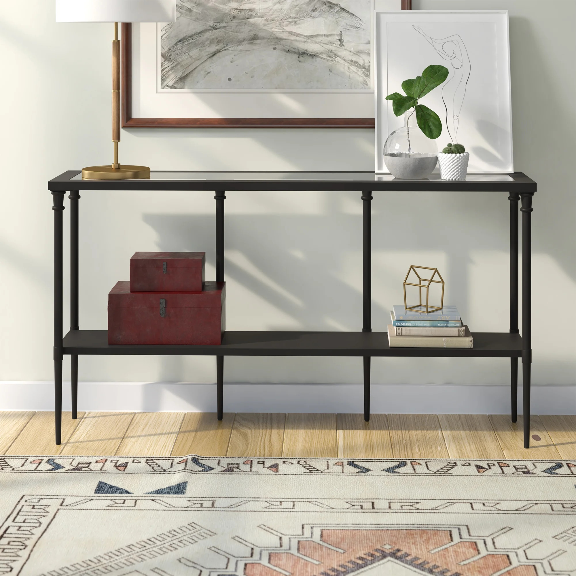 Evelyn&Zoe Modern 55" Console Table with Solid Metal Shelf | Walmart (US)