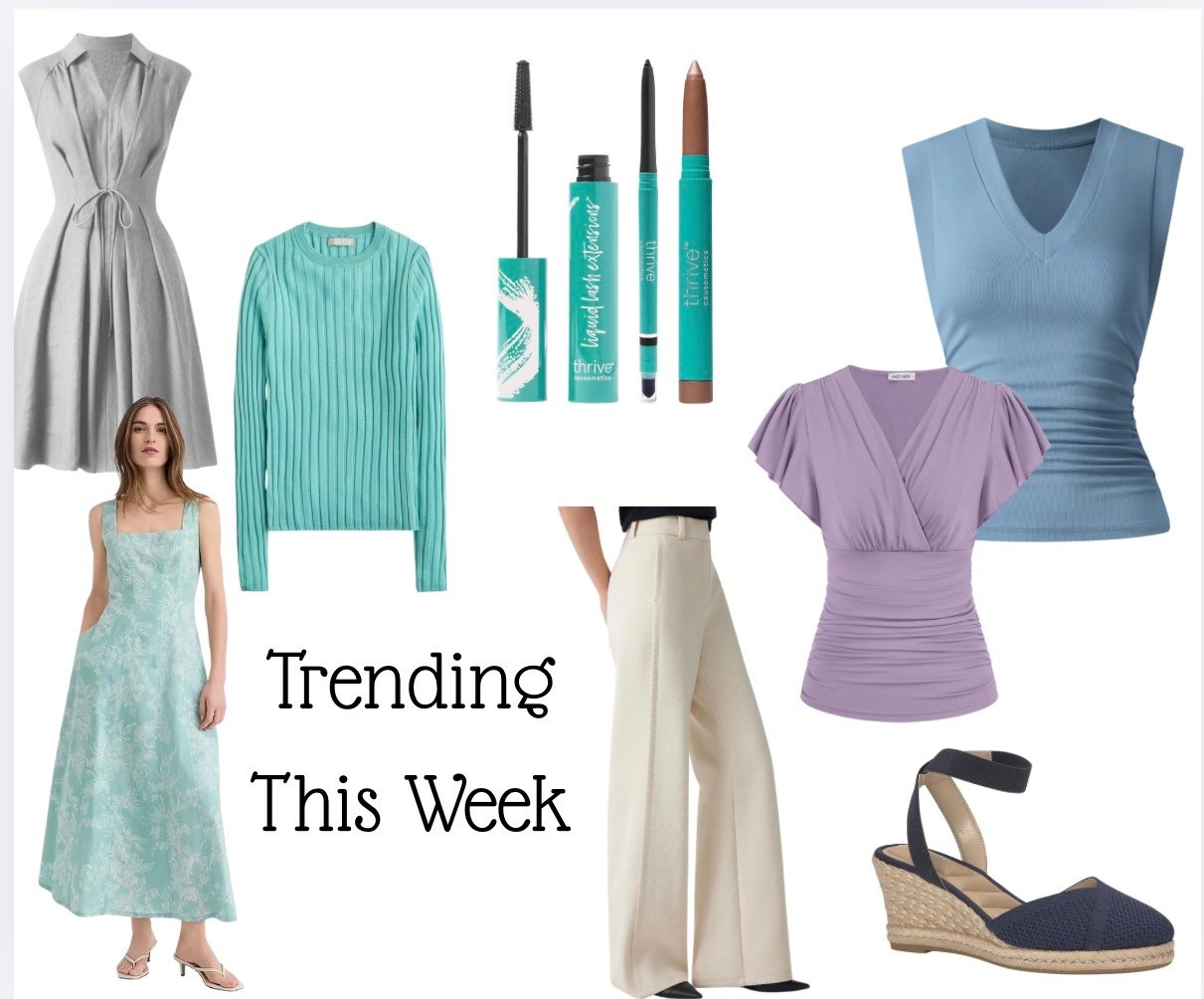 Currently, we're seeing a gorgeous trend in spring and summer colors that exude sophistication and elegance. Classic espadrilles in neutral tones remain a staple for sunny days. Many people are also enjoying Thrive Causemetics mascaras and eyeliners in lovely shades of grey and plum, along with eyebrightener sticks in soft lavender and light pink, adding a fresh, radiant touch to their looks. 