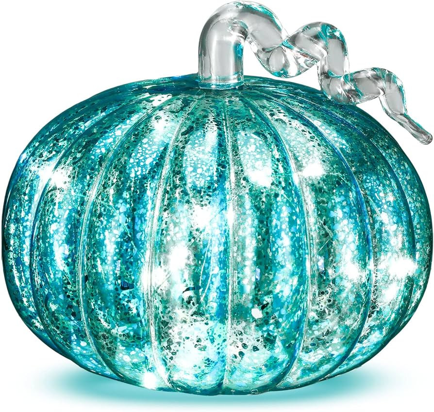 Newtay Pumpkin Thanksgiving Lighted Glass Fall Pumpkins Lights Decorations Glass Pumpkin Sculptur... | Amazon (US)