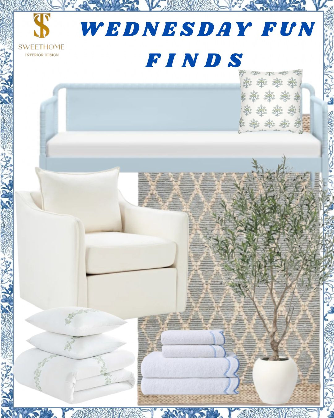 blue and white, grandmillennial home finds. Wayfair Home. coastal home.  

 #LTKSeasonal #LTKHome