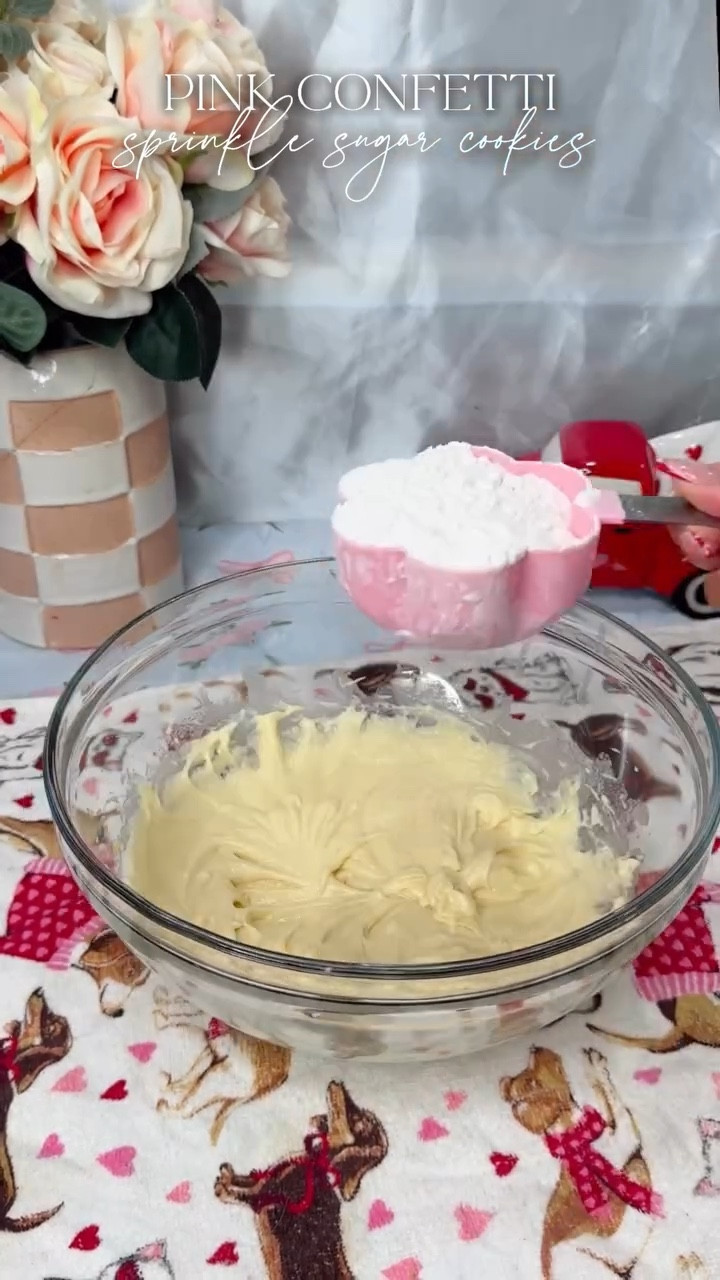 I love a sugar cookie, especially one with sprinkles because it feels extra special!💕
.
Recipe at the end for you to screenshot!💌
.
* 1½ cups of all-purpose flour
*  1 ½ teaspoons of baking powder
*  ¼ teaspoon of salt
*  ½ cup of softened unsalted butter
*  ¾ cup of granulated sugar
*  1 large egg
*  1 ½ teaspoons of pure vanilla extract
*  ¼ teaspoon of almond extract
*  1 cup of themed sprinkles
Instructions:
1.  Preheat the oven to 350°F (180 °C). Line two cookie sheets with parchment paper or grease with cooking spray. Set aside.
2.  In a large bowl, beat together the butter and granulated sugar until well incorporated, light and fluffy-about 3 minutes.
3.  Beat the almond, vanilla extract, and egg into the butter mixture until well incorporated.
4.  Add the flour, baking powder, and salt, and mix until well incorporated.
5.  Cover the bowl with cling wrap and refrigerate for 10 minutes.
6.  Using a cookie scoop or tablespoon, form the dough into balls of about 1 to 1.5 tablespoons, roll each ball in your hand to form a sphere shape, then roll each dough ball in the sprinkles until it is fully coated in said sprinkles.
7.  Place each completed cookie dough ball on the baking sheet, about two inches between each. Continue this process until all cookie dough has been used.
8.  Bake for 10-12 minutes or until just golden brown
9.  Remove from the oven and cool fully on the cookie tray.
10. Enjoy!
.
#baking #cookies #recipe #sugarcookies #buttercookie