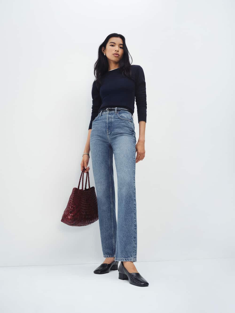 Cynthia High Rise Straight Long Jeans | Reformation (Global)