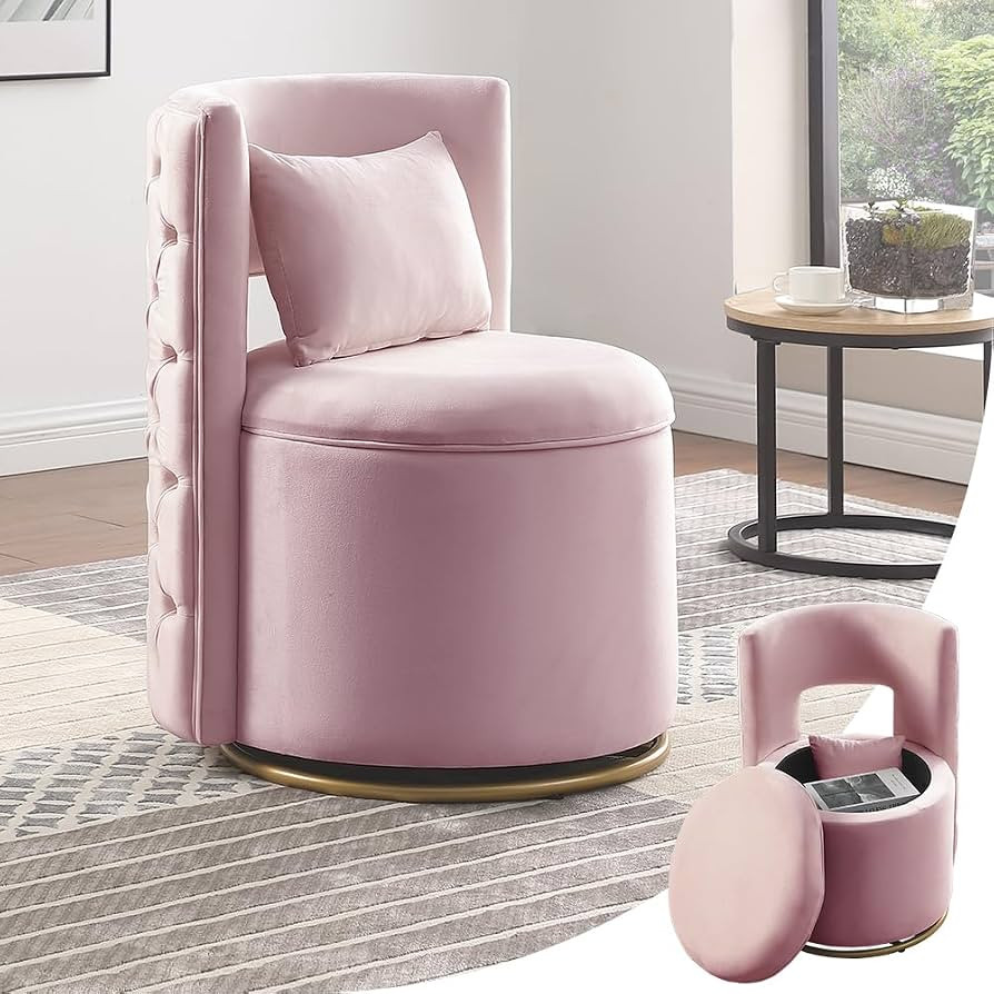 360 Degree Swivel Accent Chair, Velvet Round Storage Sofa Club Upholstered Barrel Modern Arm Chai... | Amazon (US)