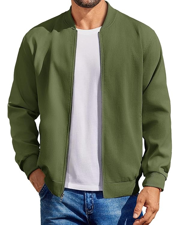 COOFANDY Men's Cotton Bomber Jacket Lightweight Flight Jackets Casual Softshell Varisty Jacket | Amazon (US)