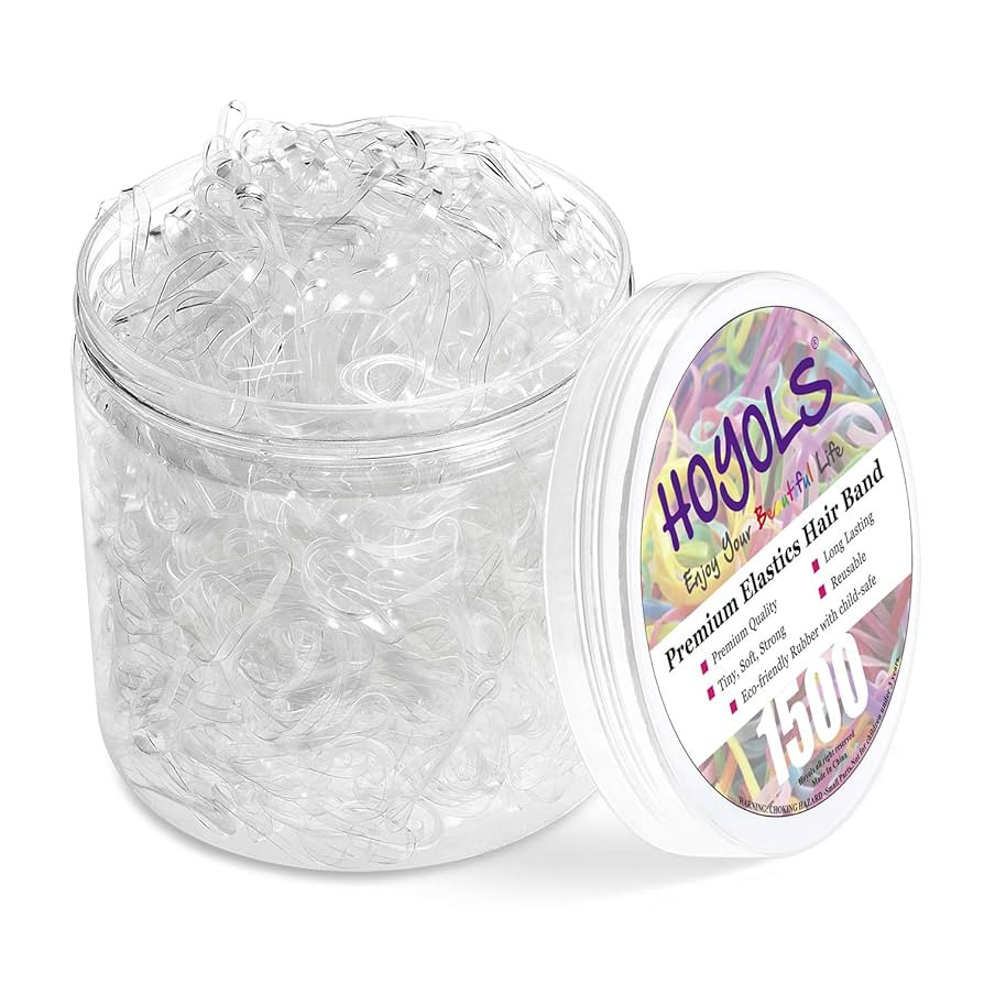 HOYOLS Clear Elastic Hair Rubber Bands, 1500pcs Mini Small Clear Ponytail Elastics Holders for Bl... | Amazon (US)
