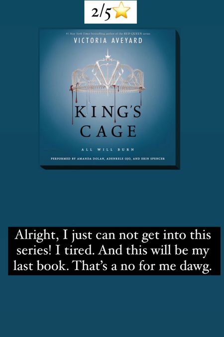 12. Kings Cage by Victoria Aveyard :: 2/5⭐️. Alright, I just can not get into this series! I tired. And this will be my last book. That’s a no for me dawg. 


#LTKtravel #LTKhome