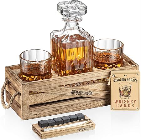 Whiskey Stones Gift Set for Men | Whiskey Decanter with Glasses Set and Wood Stand, 6 Granite Whi... | Amazon (US)