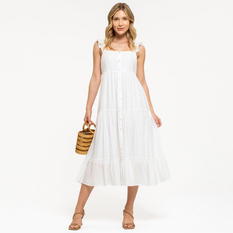 August Sky Women's Sleeveless Flutter Button-Down Maxi Dress | Target