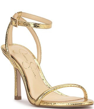 Baharia Embossed Metallic Ankle Strap Dress Sandals | Dillard's